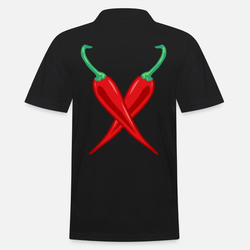 Chili Peperoni Scharf - Männer Poloshirt - Schwarz