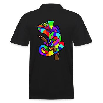 Gecko Reptilien Chamäleon - Männer Poloshirt - Schwarz - Hinten - Kai (181cm)