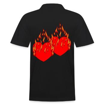 Coeur Valentin Love Flame Romantique - Polo Homme - noir - Dos - Kai (181cm)