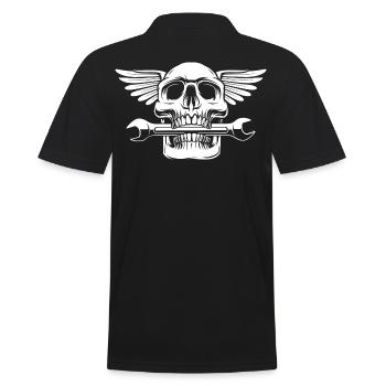 skull mechanic with tool train - Men's Polo Shirt - black - Back - Kai (181cm)