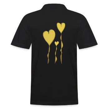 Goldene Herzen - Männer Poloshirt - Schwarz - Hinten - Kai (181cm)