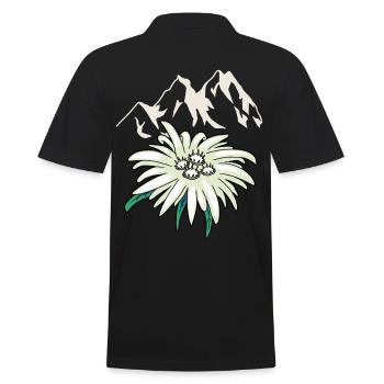 Mountains mountains peaks Edelweiß Blume Tirol - Men's Polo Shirt - black - Back - Kai (181cm)