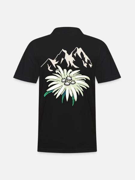 Gebirge Berge Gipfel Edelweiß Blume Tirol - Männer Poloshirt - Schwarz