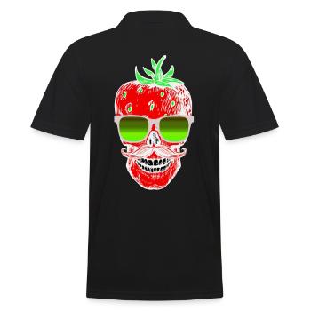 Fraise crâne hipster d'été avec des lunettes de soleil - Polo Homme - noir - Dos - Kai (181cm)