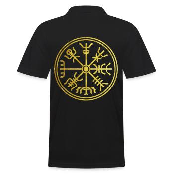 Wikinger Kompass Nordisches vintage Gold Design - Männer Poloshirt - Schwarz - Hinten - Kai (181cm)