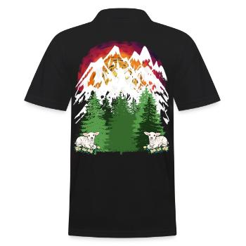 Schafe Ziegen Alm Gebirge Alpen Urlaub Tannen Alm - Männer Poloshirt - Schwarz - Hinten - Kai (181cm)