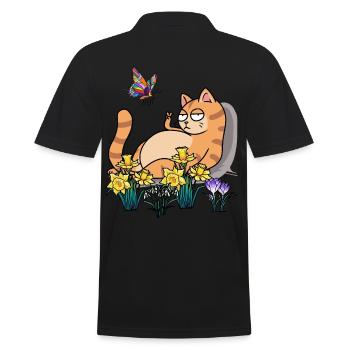 nature chat été vacances pause fleurs Amis de la nature - Polo Homme - noir - Dos - Kai (181cm)