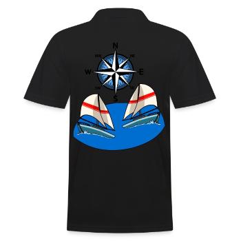 Nordic sailing sailboat wind rose compass maritime - Men's Polo Shirt - black - Back - Kai (181cm)