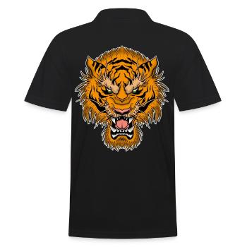 Conception de tatouage tigre vintage Japon Arts martiaux Chat - Polo Homme - noir - Dos - Kai (181cm)