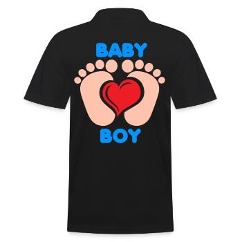 Baby feet heart brother baby boy birth sibling - Men's Polo Shirt - black - Back - Kai (181cm)
