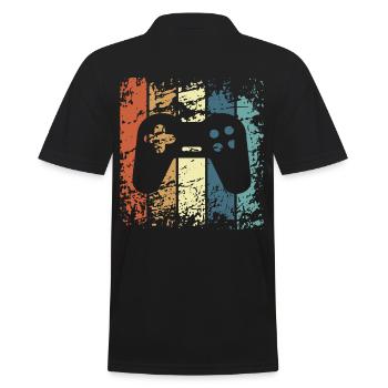 Game console controller retro vintage gift - Men's Polo Shirt - black - Back - Kai (181cm)