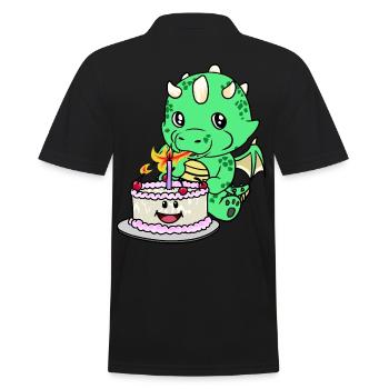 Dragon Baby Birthday Cake Congratulations KInd - Men's Polo Shirt - black - Back - Kai (181cm)