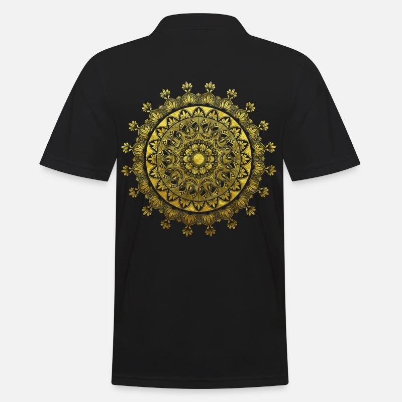 Cadeau spirituel de conception de mandala doré - Polo Homme - noir