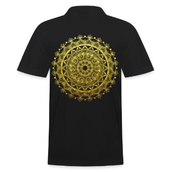 Mandala Yoga Design in Gold Indian Spiritual - Men's Polo Shirt - black - Back - Kai (181cm)