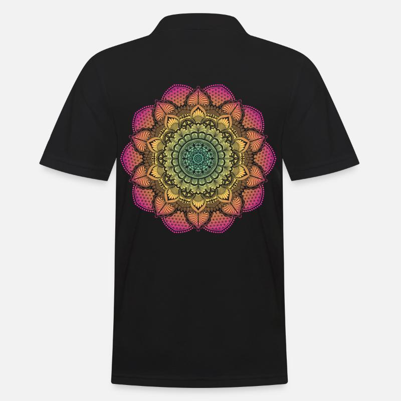 lebendiges Mandala Yoga Blume des Lebens Geschenk - Männer Poloshirt - Schwarz