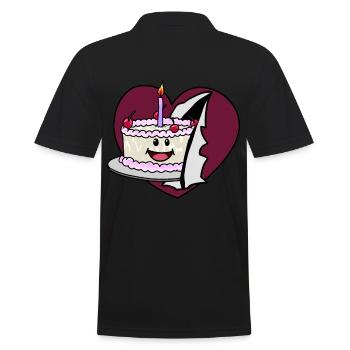 Herz Geburtstag Torte Glückwunsch Kuchen Gebäck - Männer Poloshirt - Schwarz - Hinten - Kai (181cm)