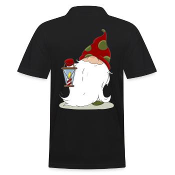 Christmas Nordic Elf Elves Dwarf Lantern - Men's Polo Shirt - black - Back - Kai (181cm)