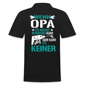 Opa Großvater Reparieren Basteln Bohrmaschine - Männer Poloshirt - Schwarz - Hinten - Kai (181cm)