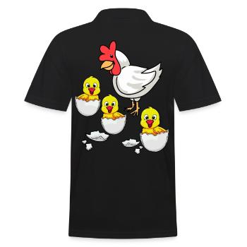 Eggshell Chick Chicken Chickens Easter Chicken Egg - Men's Polo Shirt - black - Back - Kai (181cm)