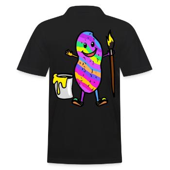 Erdnuss Kunstakademie Malen Grafiti Job - Männer Poloshirt - Schwarz - Hinten - Kai (181cm)