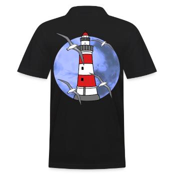 Northern Germany Lighthouse Nautical Maritim Seagull - Men's Polo Shirt - black - Back - Kai (181cm)