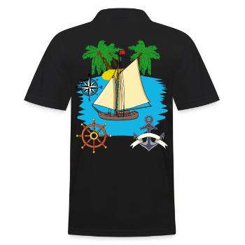 Sailboat Seaing Caribbean South Sea Sailor Sailing - Men's Polo Shirt - black - Back - Kai (181cm)