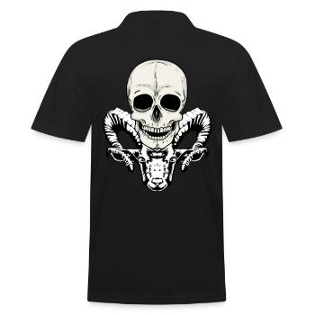 Horror Devil Satan Demon Skull Halloween - Men's Polo Shirt - black - Back - Kai (181cm)