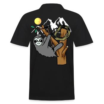 Faultier Wildnis Wildtier sportlich klettern - Männer Poloshirt - Schwarz - Hinten - Kai (181cm)