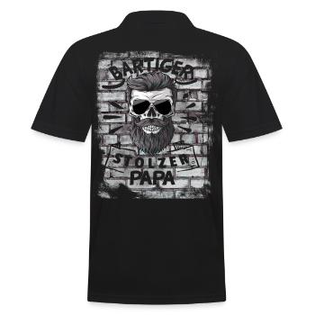 Papa stolz Bart Bärtiger Papa Bärtiger stolze - Männer Poloshirt - Schwarz - Hinten - Kai (181cm)