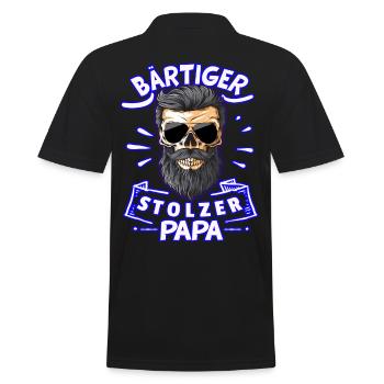 Papa stolz Bart Bärtiger Papa Bärtiger stolzer Dad - Männer Poloshirt - Schwarz - Hinten - Kai (181cm)