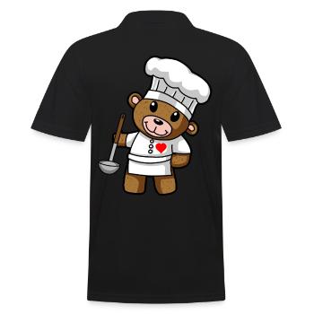Teddybär Koch Kochmütze Kelle Suppen Küche - Männer Poloshirt - Schwarz - Hinten - Kai (181cm)