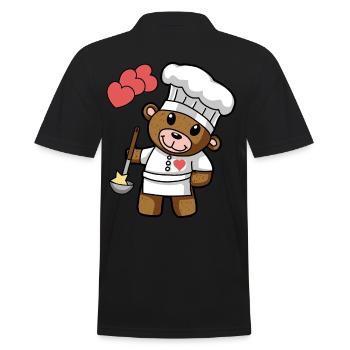 Teddybär Kochkunst kochen Koch Küche Gourmet - Männer Poloshirt - Schwarz - Hinten - Kai (181cm)