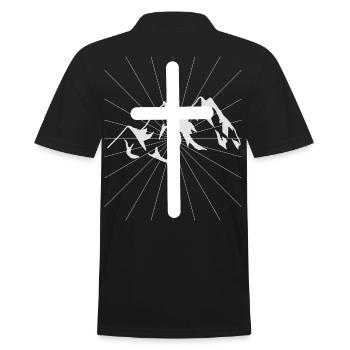 Cross Jesus Mountain Summit Nature Mountains God Gift - Men's Polo Shirt - black - Back - Kai (181cm)