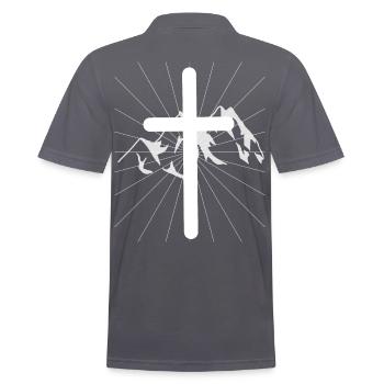 Cross Jesus Mountain Summit Nature Mountains God Gift - Men's Polo Shirt - charcoal grey - Back - Nico (186cm)