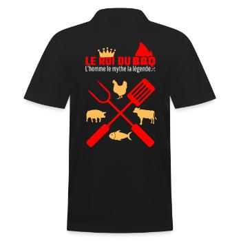 LE ROI DU BBQ barbecue idée cadeau fête des pères - Polo Homme - noir - Dos - Kai (181cm)