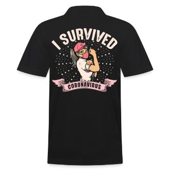 Coronavirus Covid 19 I Survived - Männer Poloshirt - Schwarz - Hinten - Kai (181cm)