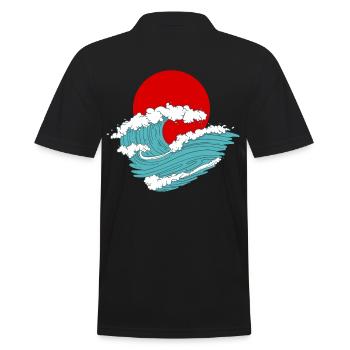 Japon Vague Asiatique rétro tatouage art - Polo Homme - noir - Dos - Kai (181cm)
