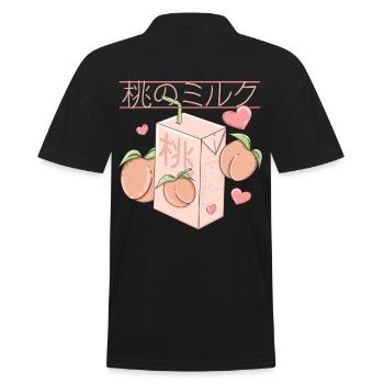 Japanischer Pfirsich Saft retro Anime Design - Männer Poloshirt - Schwarz - Hinten - Kai (181cm)