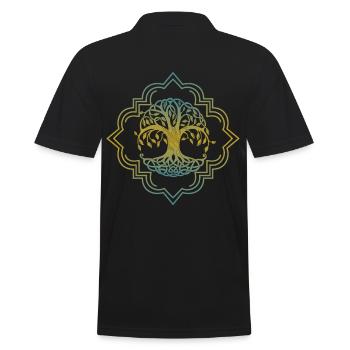 Der Weltenbaum Yggdrasil Wikinger Tattoo Design - Männer Poloshirt - Schwarz - Hinten - Kai (181cm)