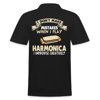 Mundharmonika Mundharmonika-Akkord Mundharmonika - Männer Poloshirt - Schwarz - Hinten - Kai (181cm)