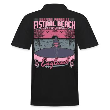 FISTRAL BEACH CORNWALL ENGLAND - SURFING GIRL - Men's Polo Shirt - black - Back - Kai (181cm)