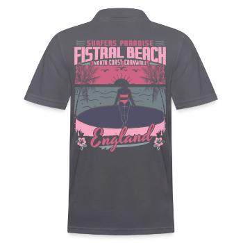 FISTRAL BEACH CORNWALL ENGLAND - SURFING GIRL - Men's Polo Shirt - charcoal grey - Back - Nico (186cm)