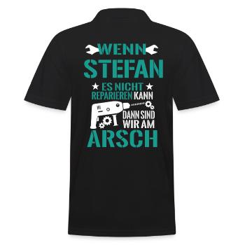 Stefan es nicht reparieren kann sind wir am Arsch - Männer Poloshirt - Schwarz - Hinten - Kai (181cm)