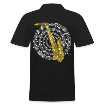 Saxophon Musik Design Noten Saxophonist Instrument - Männer Poloshirt - Schwarz - Hinten - Kai (181cm)