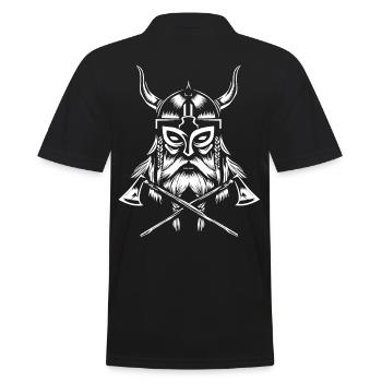 Viking warriors with axes and horns helmet - Men's Polo Shirt - black - Back - Kai (181cm)
