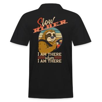 Slow Rider Sloth Motoriste Drôle De Dicton - Polo Homme - noir - Dos - Kai (181cm)