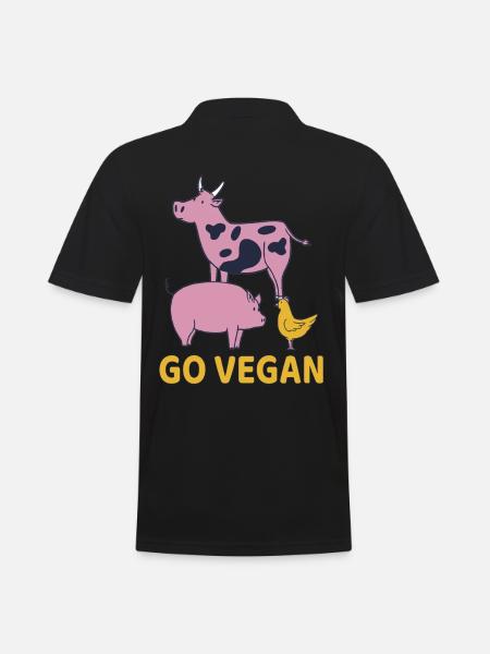 Go Vegan Vegan Vache Cochon Poulet Végétarien - Polo Homme - noir