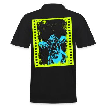 2reborn Blue Cow Kuh Cowanimal Moviestar 002 - Männer Poloshirt - Schwarz - Hinten - Kai (181cm)