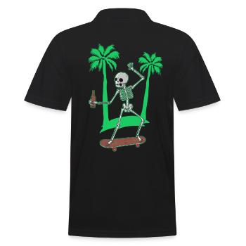 Skateboarding Skeleton Skater Palms and Beer - Men's Polo Shirt - black - Back - Kai (181cm)