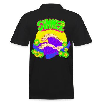 Vagues Fleurs d’été Mer Coucher de soleil Plumes - Polo Homme - noir - Dos - Kai (181cm)